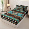 thumbnail image 2 of jejeloiu Southwestern Geometric Zipper Twin Comforter Sets with Fitted Sheet and 2 Pillowcases,Cowhide Pattern Zipper Bedding Set For Boys,Turquoise Brown,Black Reversible,4 Pieces, 2 of 7