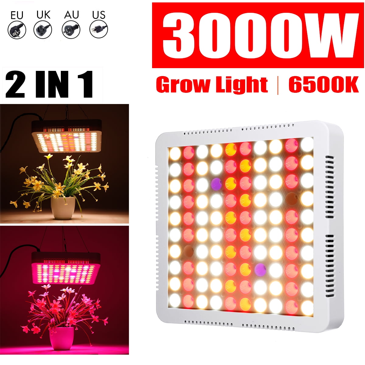 Plant Grow Lights, 3000W LED Full Spectrum IR UV Plant Panel for Indoor