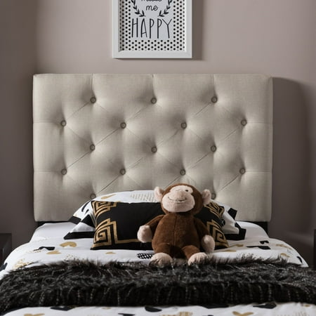 Wooden Twin Headboard Baxton Studio Viviana Modern and Contemporary Upholstered Button-Tufted Twin Size Headboard, Multiple Finishes ()