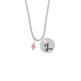 thumbnail image 2 of Delight Jewelry October - Hot Pink Crystal Bicone Silvertone Script Initial Disc - Z - Charm Necklace, 20"+3", 2 of 4