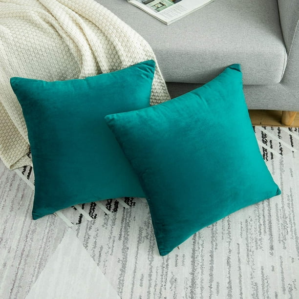 Lot de 2 Coussins Décoratifs en Velours Verts 45…