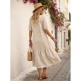 thumbnail image 3 of Womens Khaki Casual Boho V-Neck Midi Dress, 3 of 5