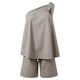 thumbnail image 5 of Conjunto de dos piezas con un solo hombro para mujer: top con cintura elástica y pantalones cortos para vacaciones o yoga, 5 of 8
