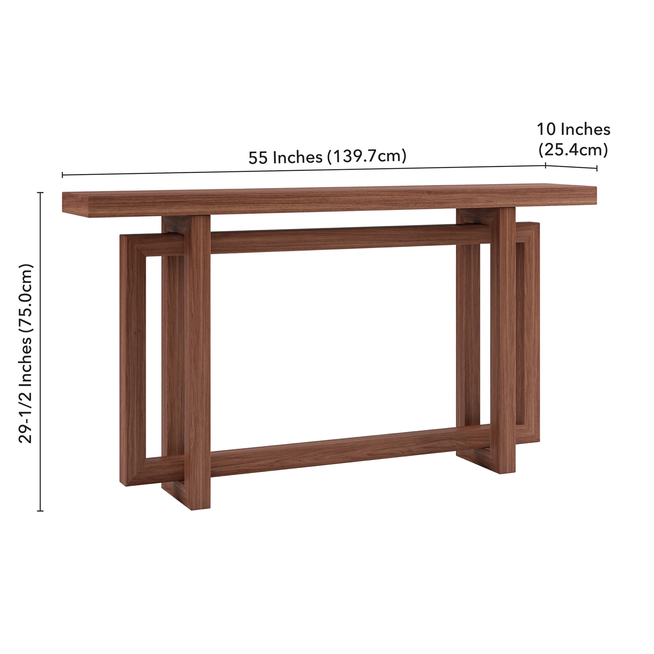 Evelyn&Zoe Modern/Contemporary 55" Wide Satin Walnut Console Table