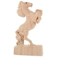 thumbnail image 4 of OUNONA Wood Carved Horse Figurine for Home Decoration Beige Color Wood Craft Statue 7.8 Inches, 4 of 6