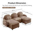 thumbnail image 4 of Teddy Fabric Cloud-like 3-Seat Sofa,Curved Backrest and Armrest with Curved Lumbar Pillows, Sectional 3 Seater Modular Couch with 2 movable Ottomans and Supportive Double-layer cushion, Camel, 4 of 4