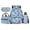 Light Blue Gradient Star Print, variant on Bulopur Starry Night Fox Print Kids Backpack Set 4 Pcs Waterproof Kids School Bag with Lunch Box, Pencil Case and Water Bottle Cover for Art Theme Kids