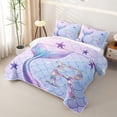 thumbnail image 3 of meiyoeat Mermaid Princess Scale Twin Quilt Set for Girls, Sparkle Initial R Twin Coverlet Set for Women, Purple Blue, 2-Piece, 3 of 7