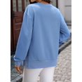 thumbnail image 4 of Female Oversized Sweatshirts Long Sleeve Hoodies Shirts Fall Side Slit Pullover Top Teen Outfits Blue M, 4 of 9