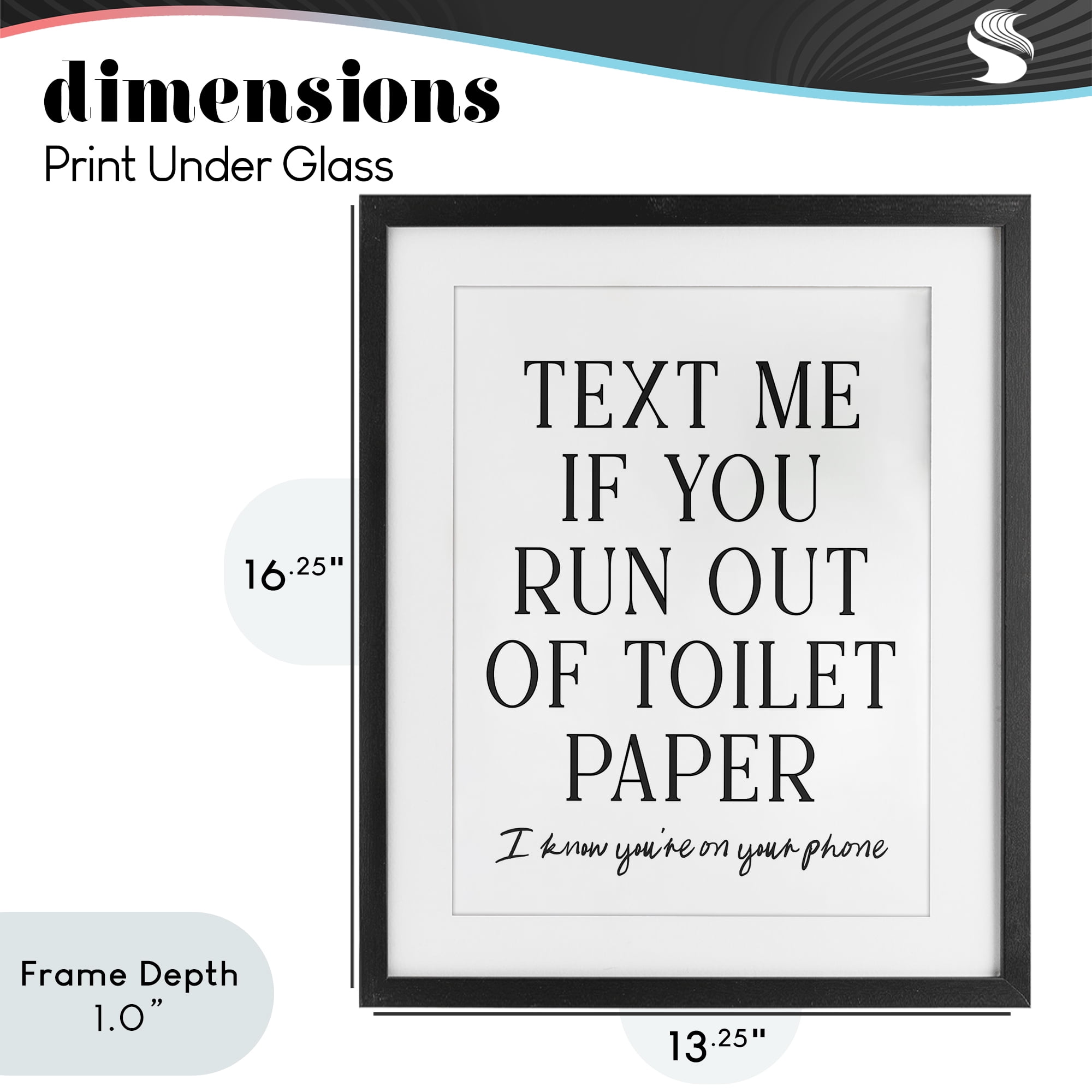 Stupell Industries Funny Bathroom Texting Black Framed Print Under Glass, design by Lettered and Lined