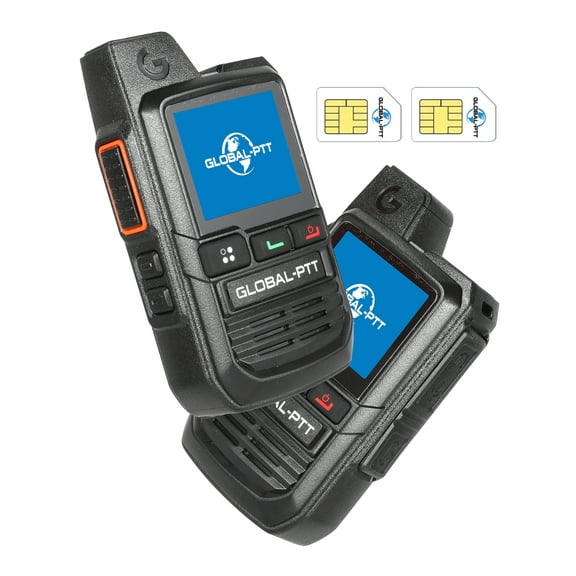 2-Pack Global Walkie Talkies with Sim Cards - Handheld PoC Two Way Radios Unlimited Range - Rechargeable PTT Push to Talk Over Cellular Radio Long Range (G0)
