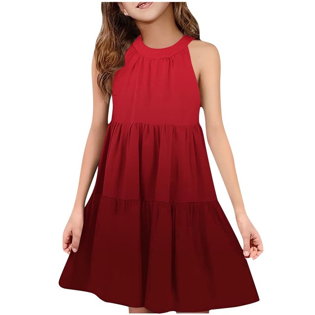 Robes d'Été Décontractées Robe d'Été Décontractée Filles Col Rond Sans Manches Robe Patchwork Robe Ludique Confortable Robe d'Été Décontractée Robes d'Été Mignonnes Robes d'Été Filles Robes d'Été