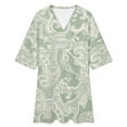 thumbnail image 4 of Elegant Sage Green Paisley Design Womens Dress With Pockets Summer V Neck 3/4 Sleeve Dress Plus Size Loose Dress, 4 of 7