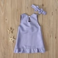 thumbnail image 5 of Loyisvidion Baby Girls Dress Newborn Baby Girl Sleeveless Casual Maxi Bow Dress+Headband Set Outfit Purple 6-12 Months, 5 of 9