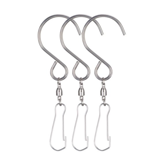 Hot Sale! New! Dusknt Swivel Hook, Metal Wind Turn Hook Wind Chime Hook Stainless Steel Free Rotation Bearing Small Hook