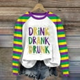 thumbnail image 2 of Tweang Women Mardi Gras Shirts Carnival Shirt Mardi Gras Long Sleeve Shirt for Women Ribbed Tops for Women Purple Mardi Gras Shirts for Women Boat Neck Tops for Women White S, 2 of 4