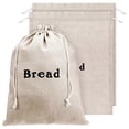 thumbnail image 1 of Bolsas de lino para pan (paquete de 3) Bolsas de arpillera reutilizables con cordón para pan sin blanquear Bolsas para pasteles hechas a mano Almacenamiento de alimentos, 1 of 5