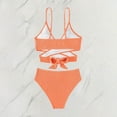 thumbnail image 5 of UTSJKR Women's Solid Color Loose Fit Two Piece Bikini, Wire Free Casual Bathing Suit, Summer Pool Side Basic Swimwear Orange L, 5 of 5
