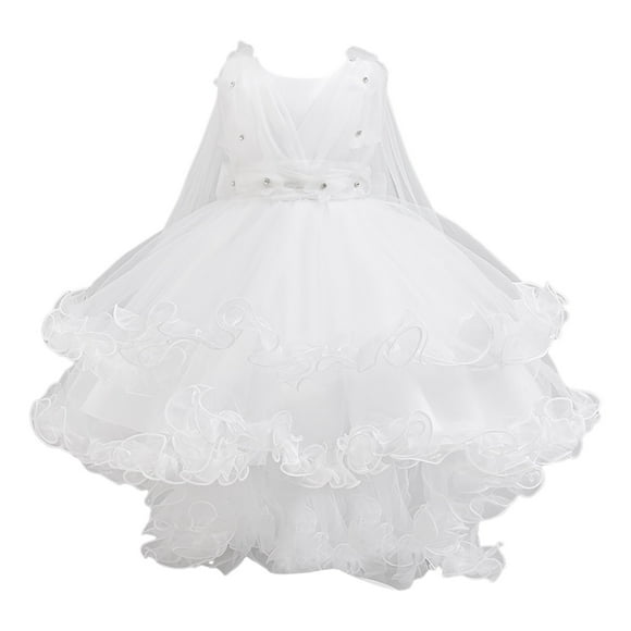Ketyyh-chn99 Toddler Little Girls Dress Summer Clothes Little Girls Butterfly High Low Flower Girl Birthday Party Formal Pageant Holiday Party Dress for 6-7 Years,White