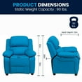 thumbnail image 3 of Deluxe Padded Contemporary Turquoise Vinyl Kids Recliner with Storage Arms, 3 of 9