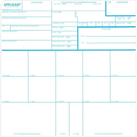 Fingerprint Cards Applicant FBI FD-258 Video ...