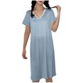 thumbnail image 6 of HomeGardon Nightgowns for Women,Women's Sleepwear,Women's V Neck Solid Color with Chest Cushion Loose and Comfortable Plus Size Home Skirt,M-XXL, 6 of 7