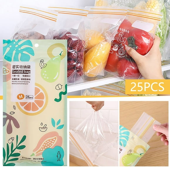 asddcavvf 25PCS Double Seal Food Seal Keep Fresh Supplies Double Rib Seal Bag Microwave Heatable Refrigerator Freezer Preservation Bag Toaster Bags for Microwave
