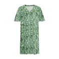 thumbnail image 4 of Vestido Corto de Verano Moda Grande Impresión de Manga Corta Cuello en V Bolsillo Mini Vestido para Casual Y Diario, 4 of 4