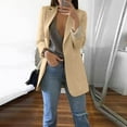 thumbnail image 4 of Ladies Workoffice Blazer Button Down Fashion Jacket Single Breasted Blouse Lapel Notched Elegant Cardigan Mid Length Leisure Outwear Solid Color Fitted Suit, 4 of 6
