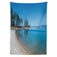 thumbnail image 3 of Ambesonne Lake Tahoe Tablecloth Rectangular Table Cover, Clear Lake and Shore, 52"x70", Forest Green Azure Blue, 3 of 4
