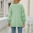 thumbnail image 4 of YFPWM Fall Tops Women 2022 Trendy Classic Fit Light Sweater Winter Knit Pullover Asymmetric Hem Sweater Casual Pullover Casual Long Sleeve Sweater Ruffle Knit Pullover Striped Pullover, 4 of 5