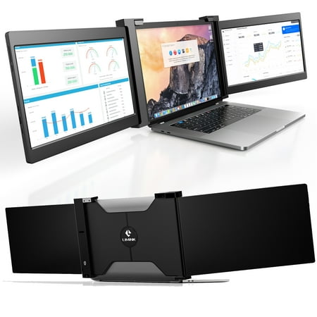LIMINK S11 Portable Screen Extender Display Extender Triple Monitor for 13-16" Laptop with 2 Screen 1080P Foldable Extended Three-sided Display Compatible with Mac,Windows,No Driver Needed,Plug & Play