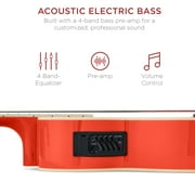 Best Choice Products 22-Fret Full Size Acoustic Electric Bass Guitar w/ 4-Band Equalizer, Truss Rod, Padded Gig Bag - Red