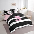 thumbnail image 3 of Feelyou Initial Letter J Bedding Comforter Set 7 Pieces for Teens, Cartoon Monogrammed Full Bedding Set, Princess Ribbon Reversible Fitted Sheet Flat Sheet, Microfiber Bedroom Decor, 3 of 7