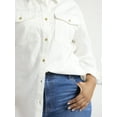 thumbnail image 4 of Sofia Jeans Women's and Women's Plus Sofia Oversized Boyfriend Shirt with Long Sleeves, Sizes XS-4X, 4 of 5