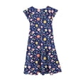 thumbnail image 4 of Bainana Girls Floral Print Dress With Flutter Sleeves Tiered Ruffle Dresses Fashion Stylish Teen Youth Girls Party Play Summer Casual Outfits Dark Blue Size 6-7 Years, 4 of 5