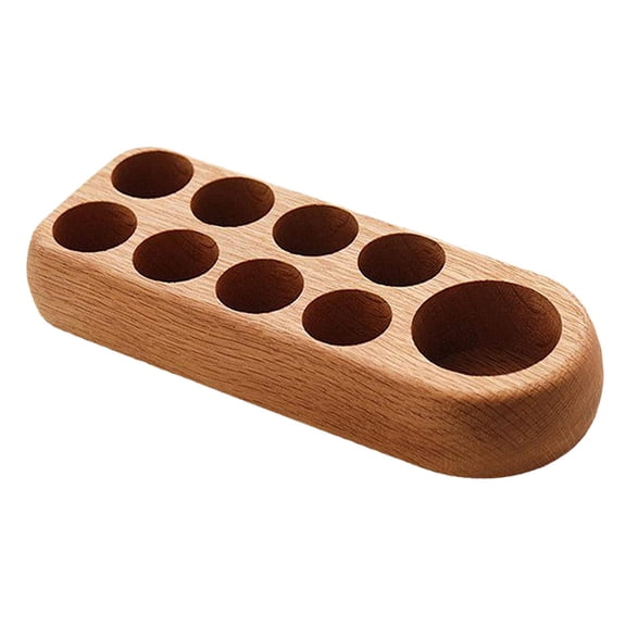 Wooden Essential Oil Display Rack Bottles Tray Holds 9 Bottles Rectangle 9 Holes