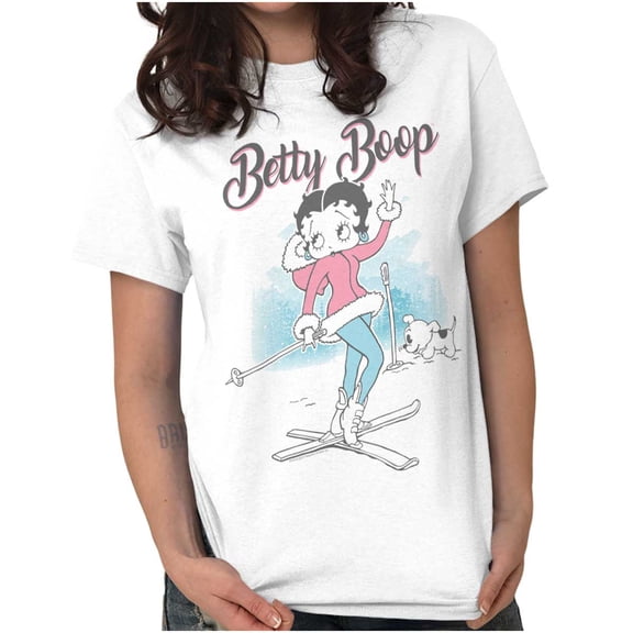 Betty Boop Winter Sports Skiing Short Sleeve Women's Graphic Tee Brisco Brands S