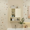 thumbnail image 2 of Gymax Bathroom Wall Cabinet w/Fluted Doors Adjustable Shelf Open Storage Cube Beige, 2 of 9