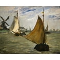 thumbnail image 2 of Manet, Edouard 32x26 Gold Ornate Wood Framed with Double Matting Museum Art Print Titled - Marine in Holland, 2 of 4