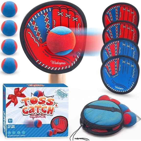 Toss and Catch Ball Game Set, Kids Outdoor Play Toys Beach Pool Yard Outside, Sticky Baseball Training Glove for Toddlers Ages 4, 5, 6, 7, 8-12 Years Old