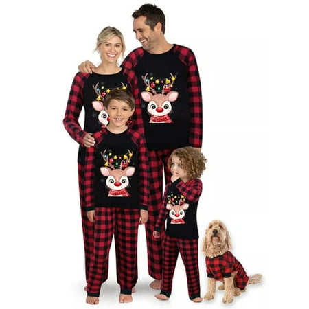 

Huakaishijie Christmas Family Pyjamas Set for Women Men Kids Baby Plaid Xmas PJs Sleepwear