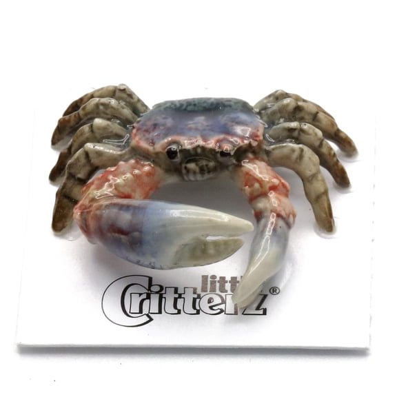 Little Critterz Fiddler Crab "Claw" Hand-painted - Home Decor Reptile Birthday Gift Decorative Figurine - Miniature Porcelain Figurine