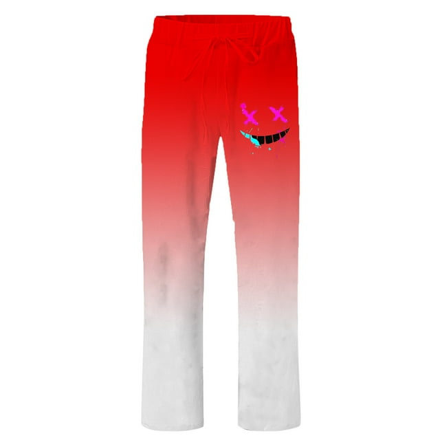 Zszcpp Pantalon Large pour Hommes Dégradé Impression Numérique 3D Extérieur Confortable Pantalon Simple Décontracté en Lin