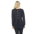 thumbnail image 4 of Simply Couture Women's Plus Size Solid Keyhole Back Knitted Shimmering Sequin Crewneck Sweater Blouse, 4 of 5