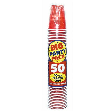 Apple Red Big Party 16 oz. Plastic Cups (50 Count)