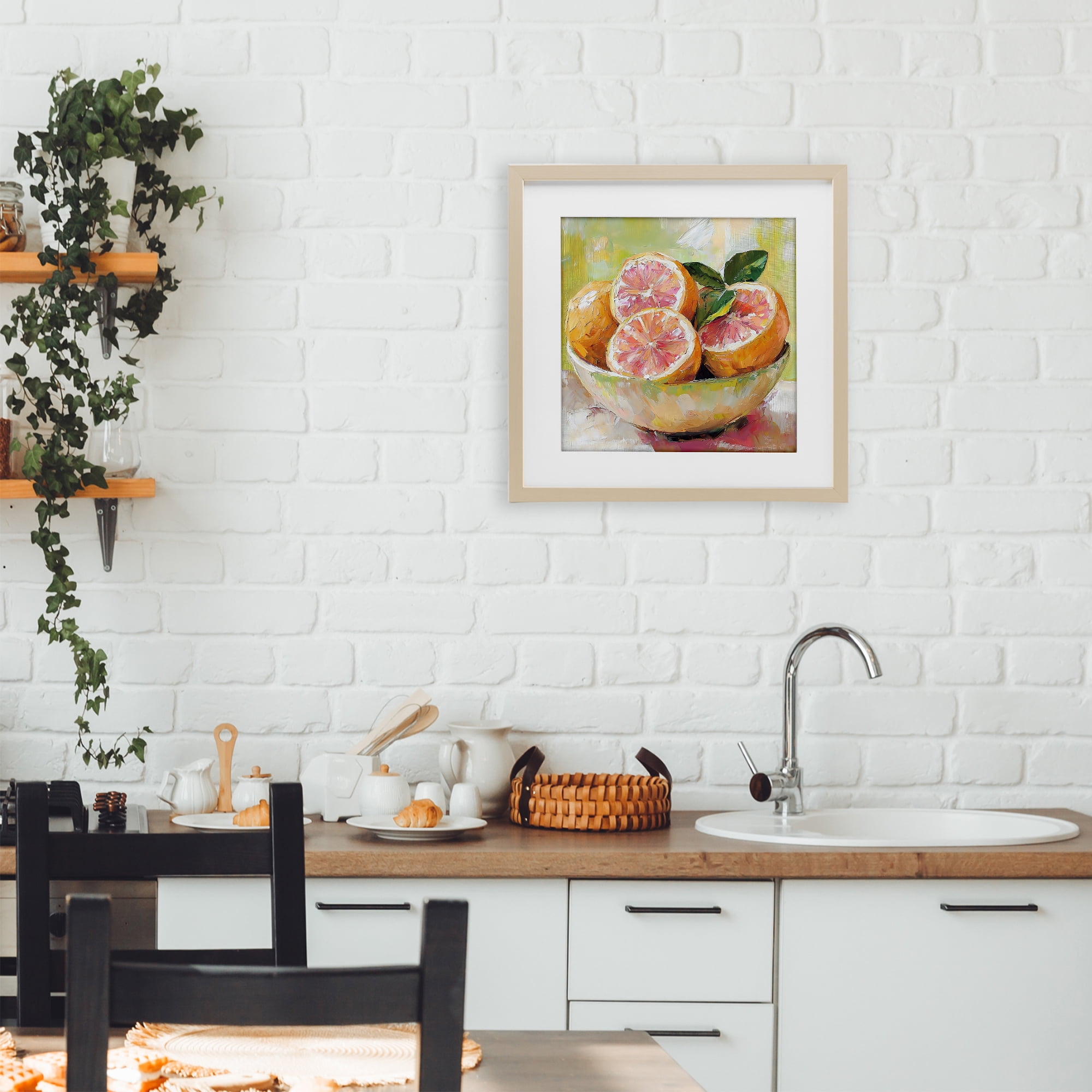 Stupell Industries Bold Grapefruit in Ceramic Bowl Birch Framed Print Under Glass, design by Riley B