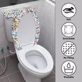 thumbnail image 3 of HELLHERO Flowers Pattern Adjustable Elastic Fabric Toilet Lid Covers, Stretchy Fabric Washable and Reusable Toilet Protector Cover for Bathroom Home Comfort, 3 of 7