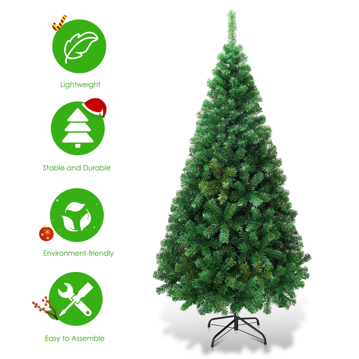 5/6/7/8Ft Artificial PVC Christmas Tree W/Stand Holiday Season Green 