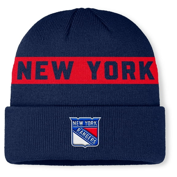 Men's Fanatics Navy New York Rangers Authentic Pro Rink Cuffed Knit Hat